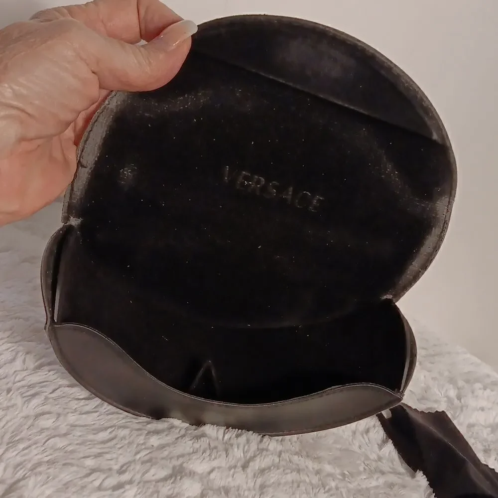Versace Black Leather Glasses Case